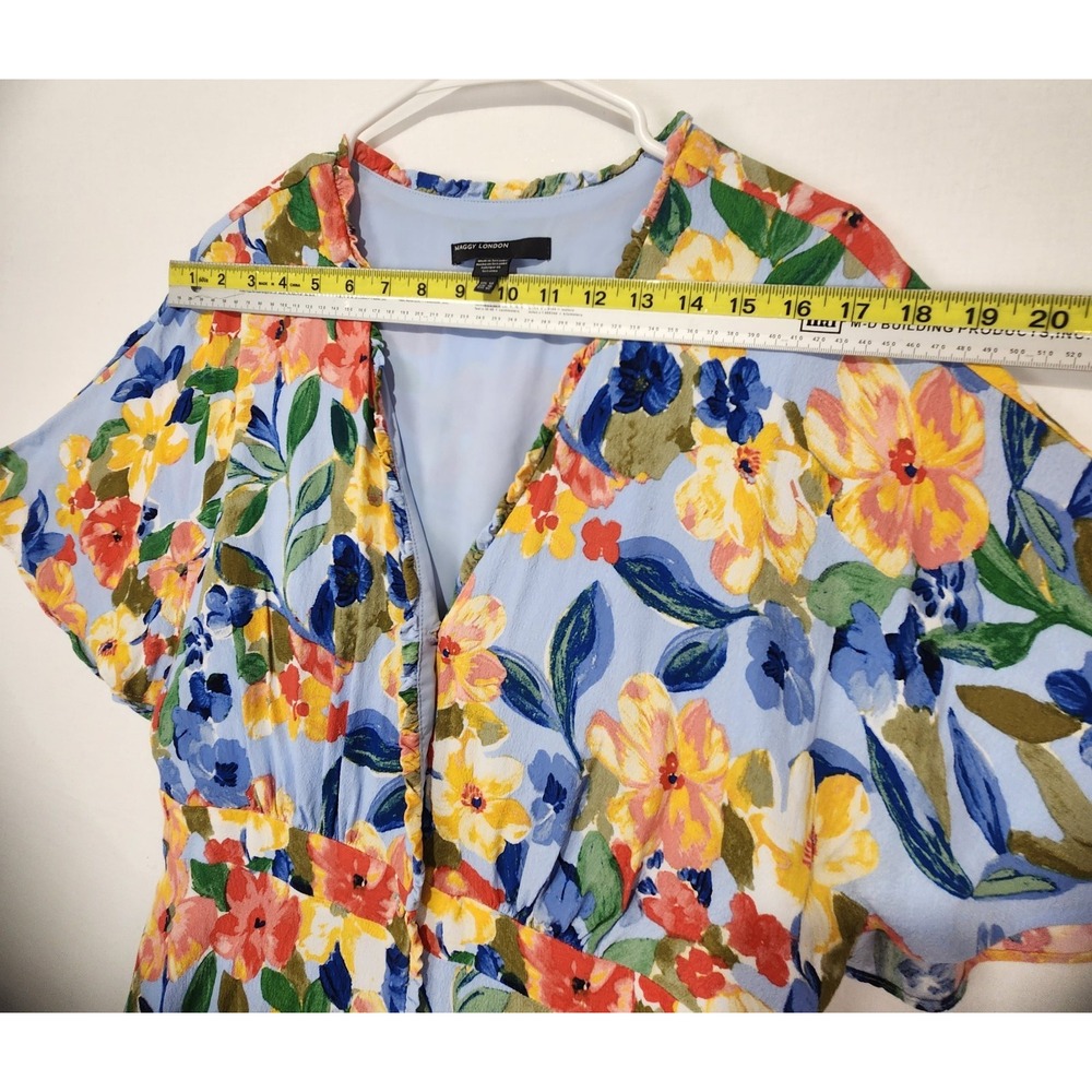 Maggy London Women's Button Floral Multicolor‎ Romantic Dress Size 12 - Picture 6 of 10